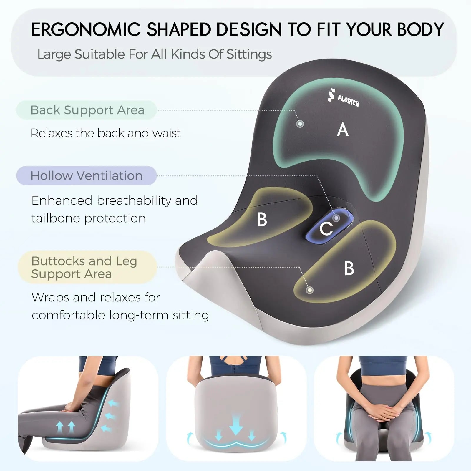 Relieve Back Pain! Ergonomic L-Shaped Car Seat & Lumbar Cushion Set