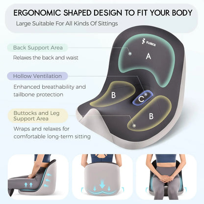Relieve Back Pain! Ergonomic L-Shaped Car Seat & Lumbar Cushion Set