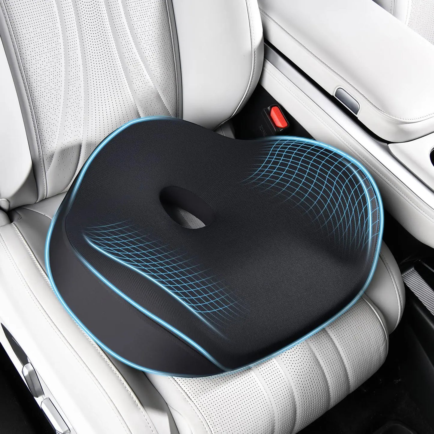 Relieve Back Pain! Ergonomic L-Shaped Car Seat & Lumbar Cushion Set
