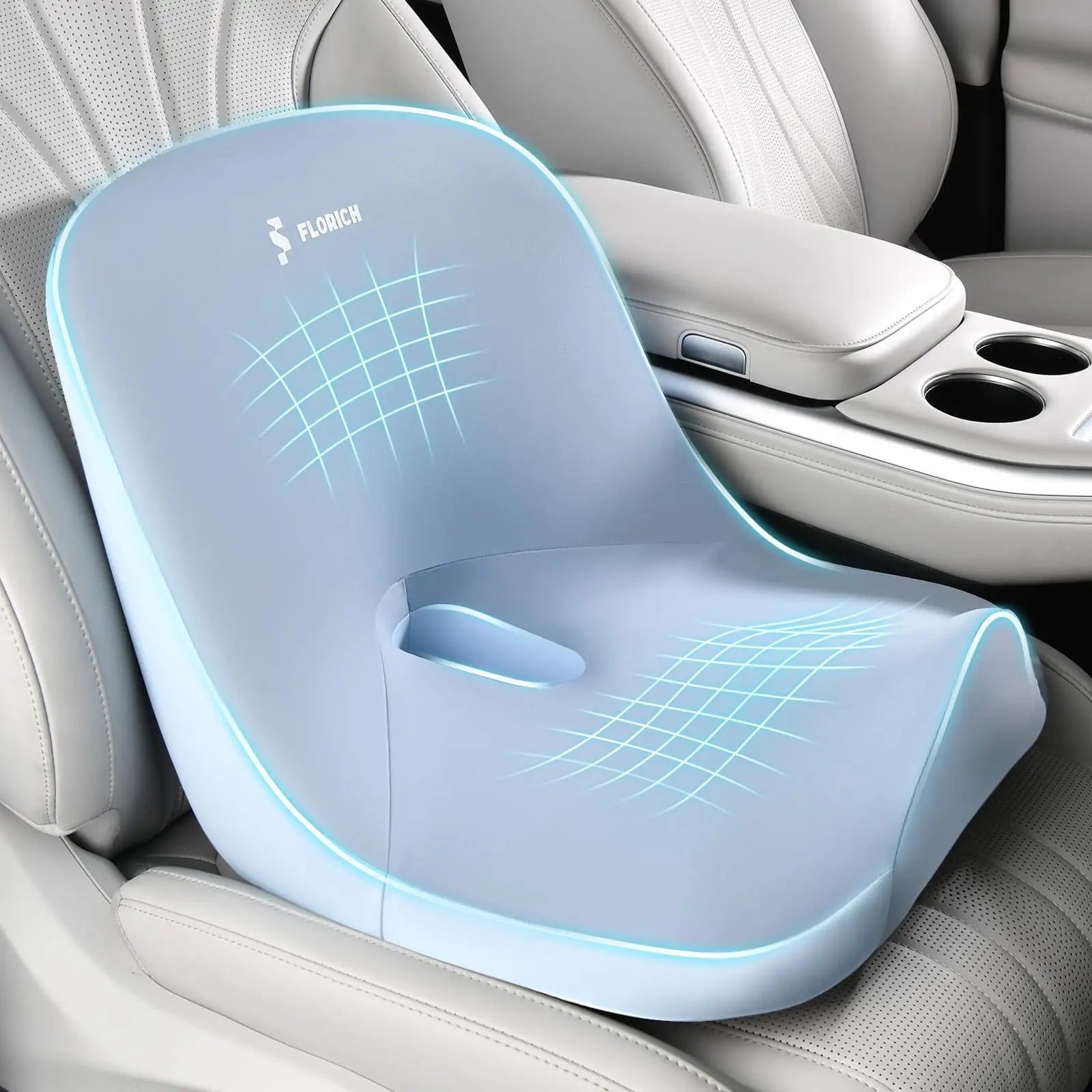 Relieve Back Pain! Ergonomic L-Shaped Car Seat & Lumbar Cushion Set